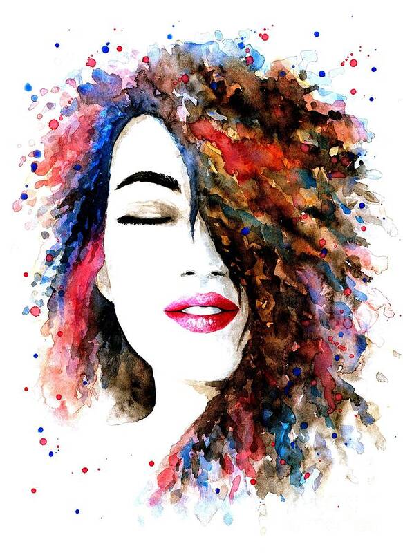 Woman Art Print featuring the painting Woman Portrait 1 by Lucie Dumas