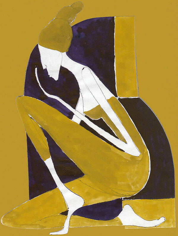 Woman Art Print featuring the painting Yellow and Violet by Maya Manolova