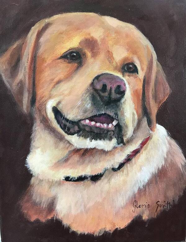 Dog Art Print featuring the painting Yellow Lab by Gloria Smith