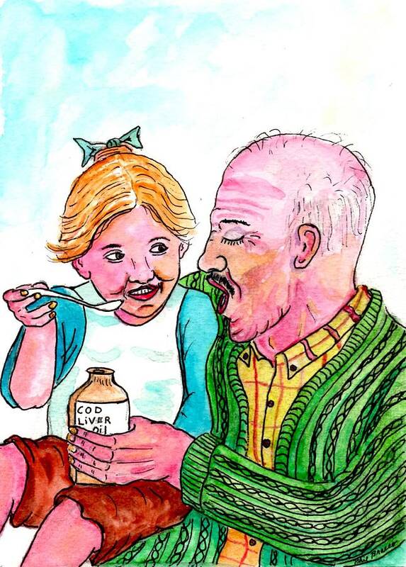 1940's Art Print featuring the mixed media You Take It First Grandpa Okay by Philip And Robbie Bracco