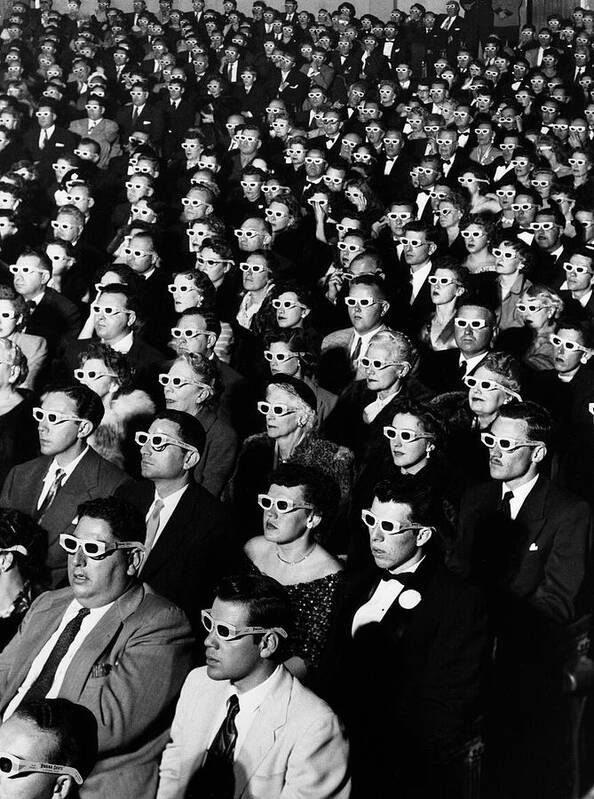 3d Glasses Art Print featuring the photograph 3D Film Audience #2 by JR Eyerman