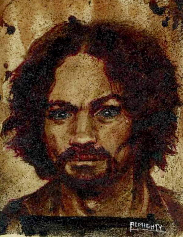 Ryan Almighty Art Print featuring the painting CHARLES MANSON port dry blood by Ryan Almighty