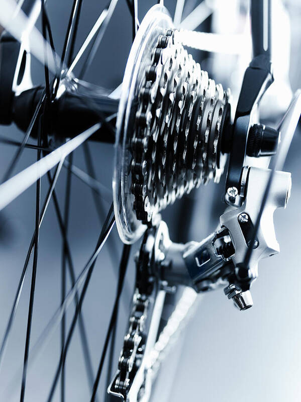 Gear Art Print featuring the photograph Close Up Of Bicycle Gears #1 by Adam Gault