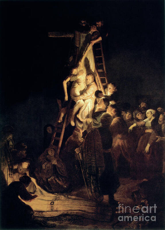 Crowd Of People Art Print featuring the drawing Descent From The Cross, 1634. Artist #1 by Print Collector