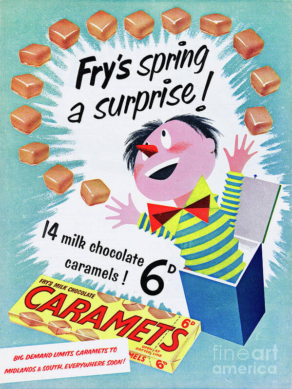 1950-1959 Art Print featuring the photograph Frys Caramets #1 by Picture Post