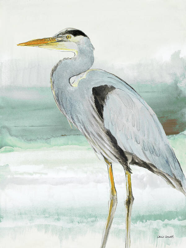 Heron Art Print featuring the painting Heron On Seaglass I #1 by Lanie Loreth