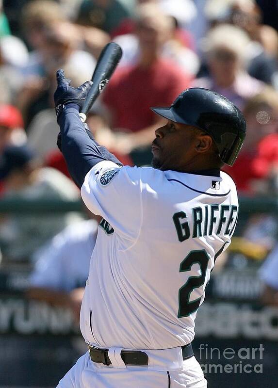 American League Baseball Art Print featuring the photograph Ken Griffey Jr. Retires From Seattle by Otto Greule Jr