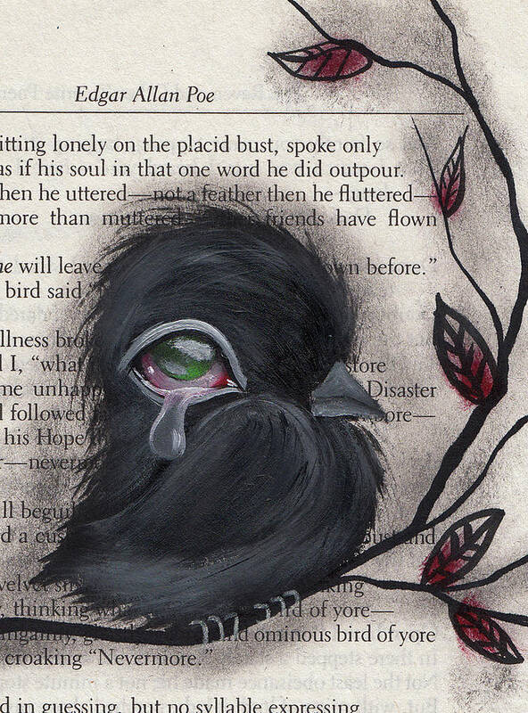 Raven Art Print featuring the painting Nevermore by Abril Andrade