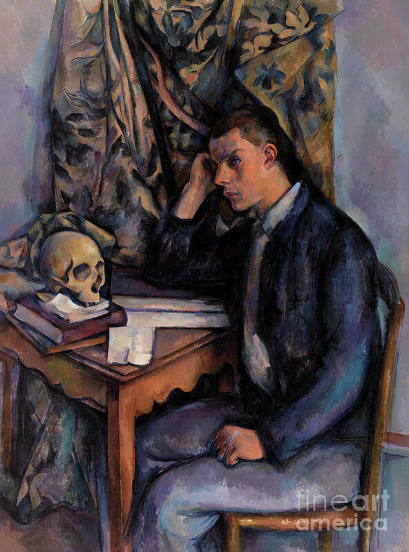Interior Art Print featuring the painting Young Man and Skull by Paul Cezanne