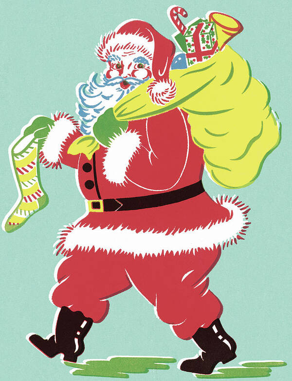 Bag Art Print featuring the drawing Santa Claus #18 by CSA Images