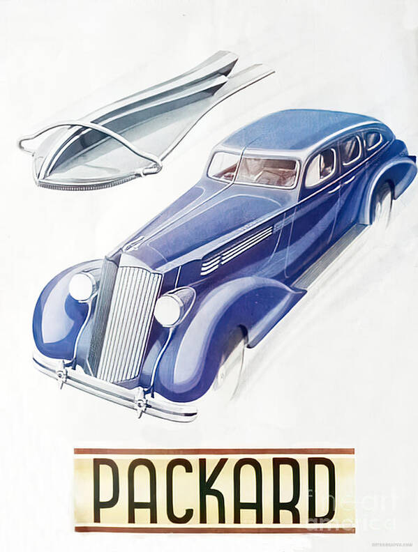 Vintage Art Print featuring the mixed media 1930s Packard Advertisement Featuring Hood Ornament by Retrographs