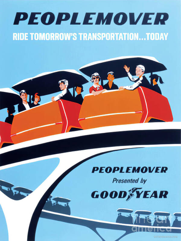 Vintage Art Print featuring the mixed media 1964 New York World's Fair Goodyear Peoplemover by Retrographs