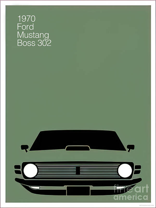 Vintage Art Print featuring the mixed media 1970 Ford Mustang Boss 302 by Retrographs