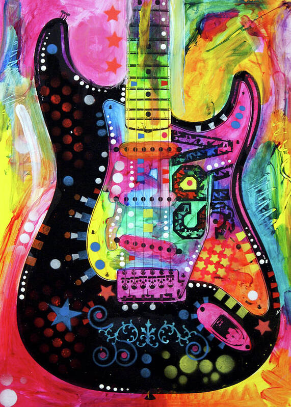 Lenny Strat Art Print featuring the mixed media Lenny Strat #2 by Dean Russo