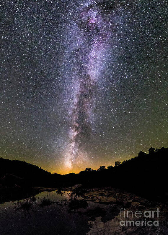 Astronomical Art Print featuring the photograph Milky Way Over Countryside #2 by Miguel Claro/science Photo Library