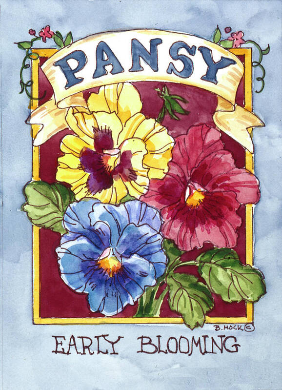 Large Pansy-seed Packet Art Print featuring the painting 2103 Large Pansy-seed Packet by Barbara Mock