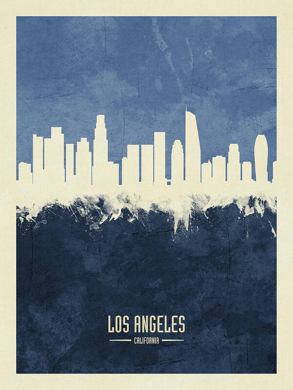 Los Angeles Art Print featuring the digital art Los Angeles California Skyline #23 by Michael Tompsett