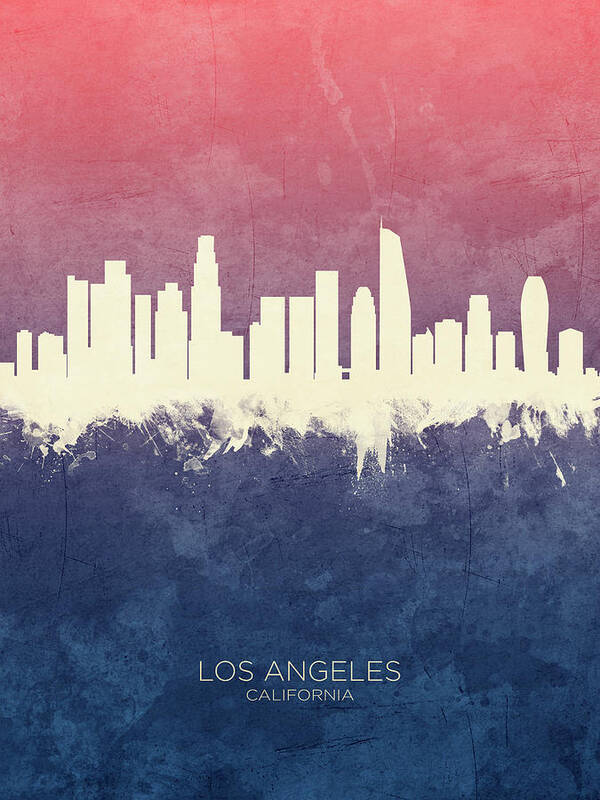 Los Angeles Art Print featuring the digital art Los Angeles California Skyline #27 by Michael Tompsett