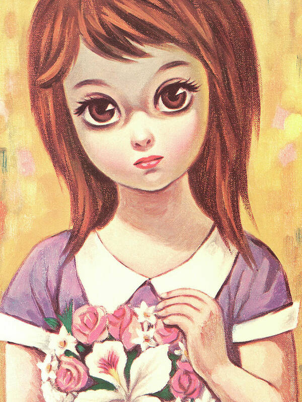 Agony Art Print featuring the drawing Big-eyed girl #3 by CSA Images