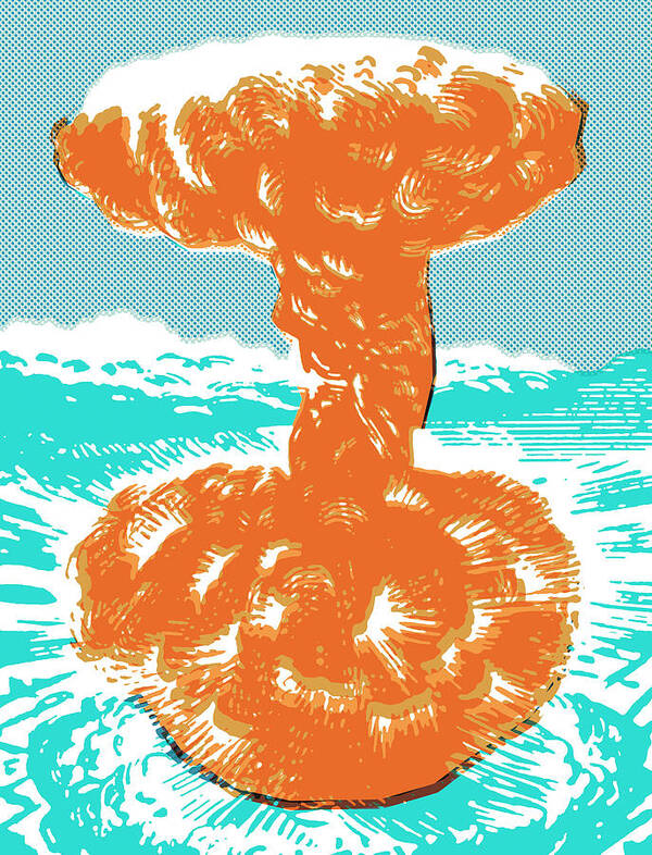 Ammunition Art Print featuring the drawing Mushroom cloud #3 by CSA Images