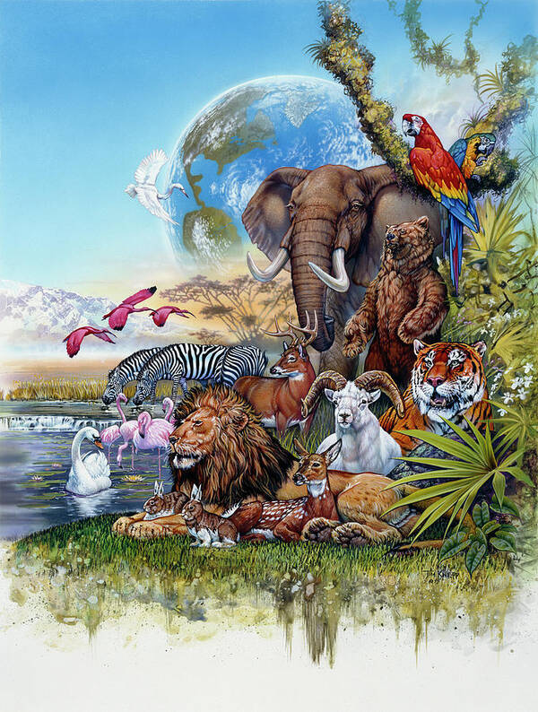 An Elephant Art Print featuring the painting 373 Peace On Earth by Tim Knepp