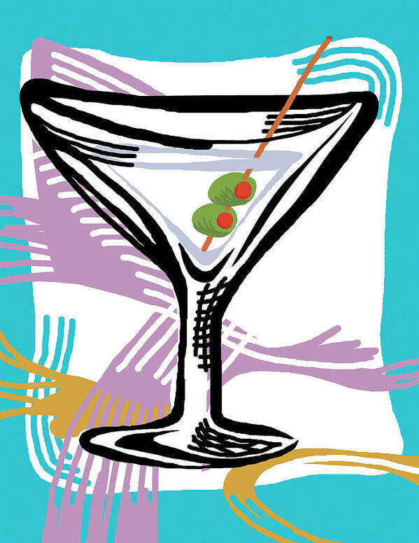 Alcohol Art Print featuring the drawing Martini Glass #4 by CSA Images