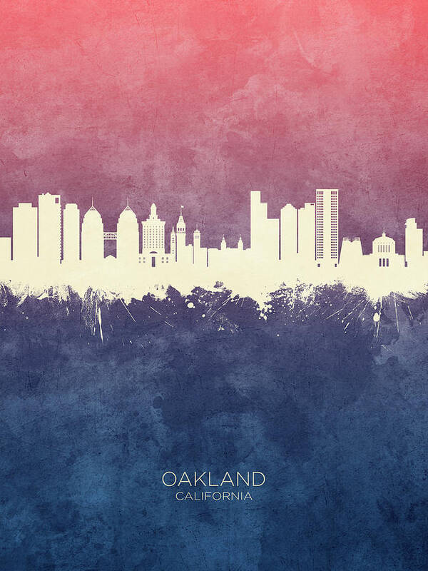 Oakland Art Print featuring the digital art Oakland California Skyline #4 by Michael Tompsett