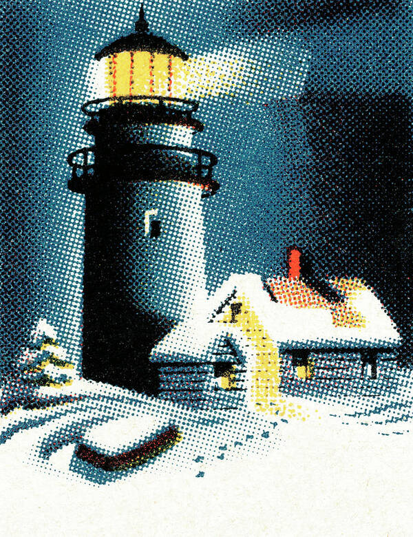 Alert Art Print featuring the drawing Lighthouse #5 by CSA Images
