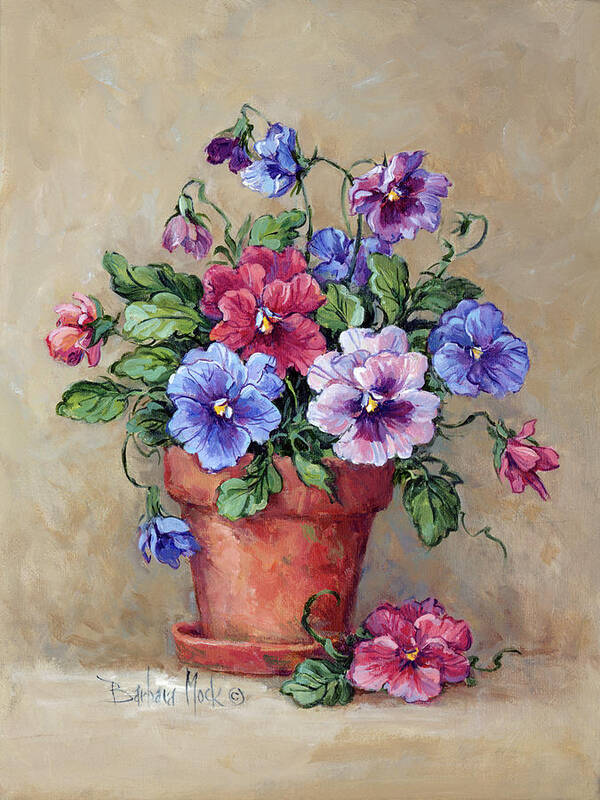Pansy Pot Art Print featuring the painting 503 Pansy Pot by Barbara Mock