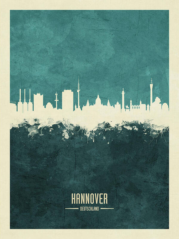 Hannover Art Print featuring the digital art Hannover Germany Skyline #6 by Michael Tompsett
