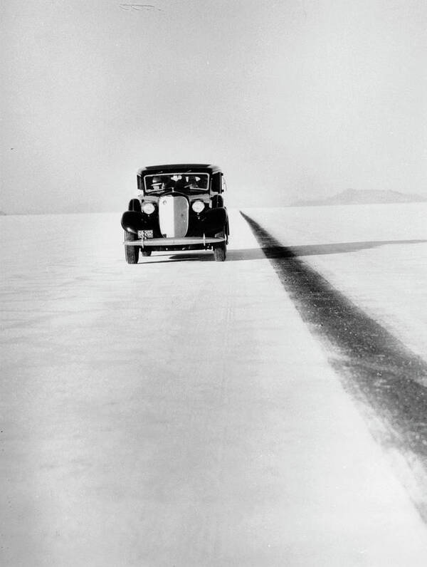 People Art Print featuring the photograph A Ford Lincoln On The Bonneville Salt by Heritage Images
