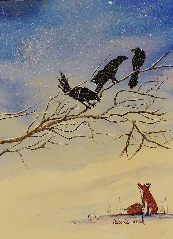 Fox Art Print featuring the painting A Fox and His Cronies by Dale Bernard