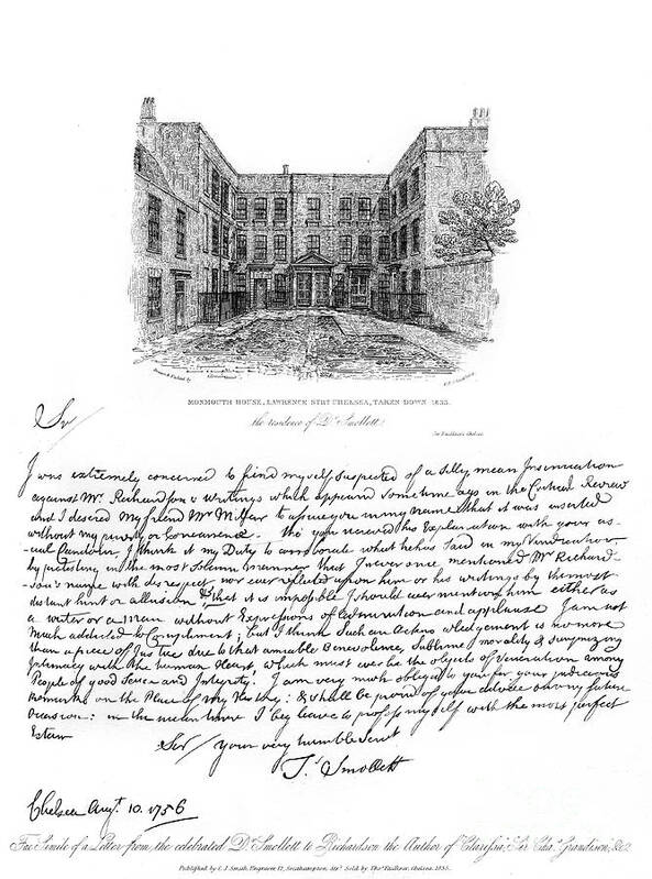 19th Century Style Art Print featuring the drawing A Letter From Dr Smollett To Samuel by Print Collector