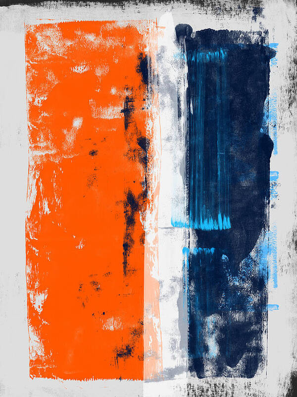 Abstract Art Print featuring the painting Abstract Orange and Blue Study by Naxart Studio