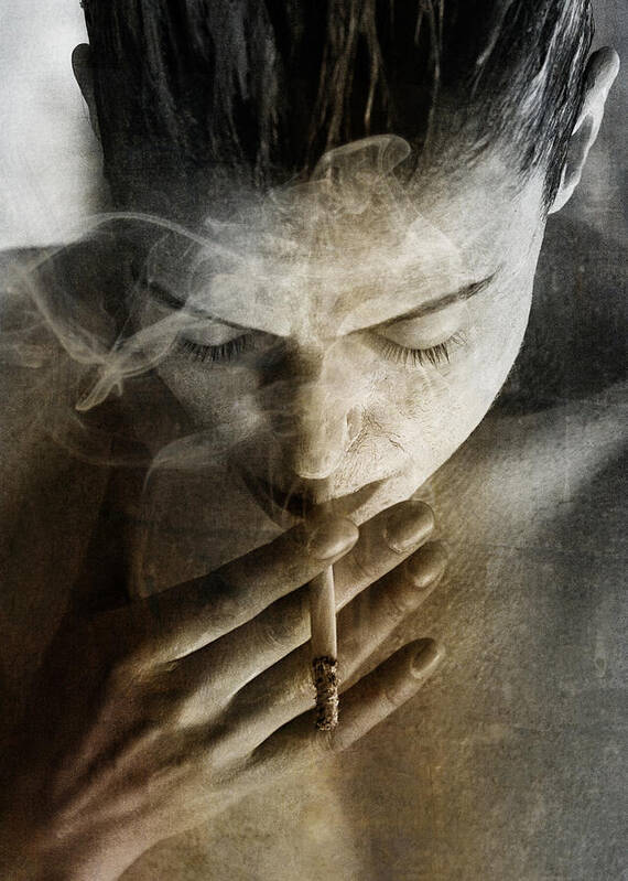 Portrait Art Print featuring the photograph Another Cigarette by Miriana
