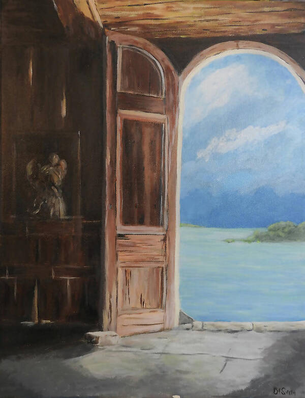 Ocean Art Print featuring the painting Antigua Dream Door by Deborah Smith