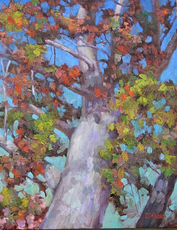 Tree Art Print featuring the painting Autumn Oak by Jeff Dickson