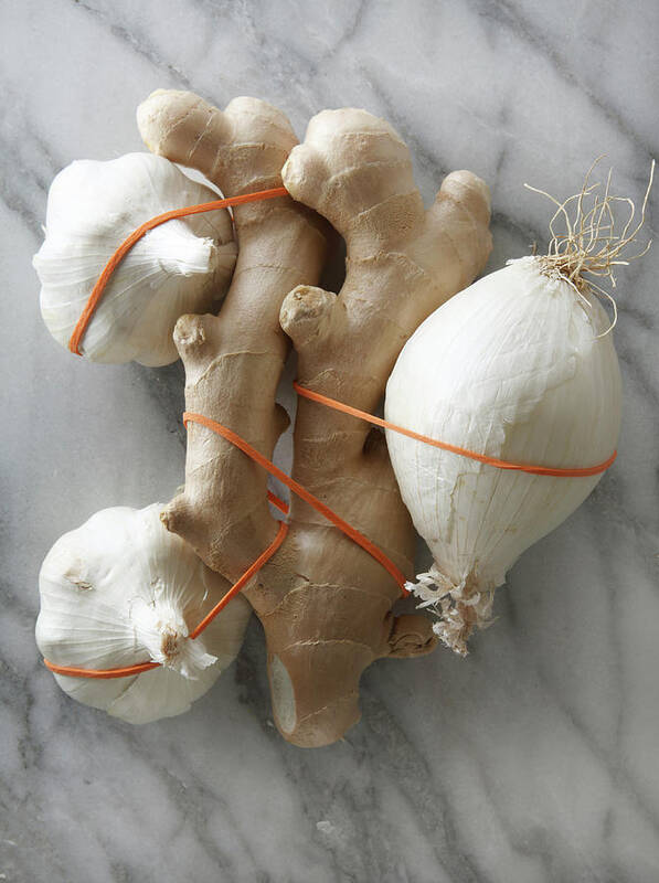 Garlic Art Print featuring the photograph Ayurvedic Ingredients Of Onion, Garlic by Shana Novak