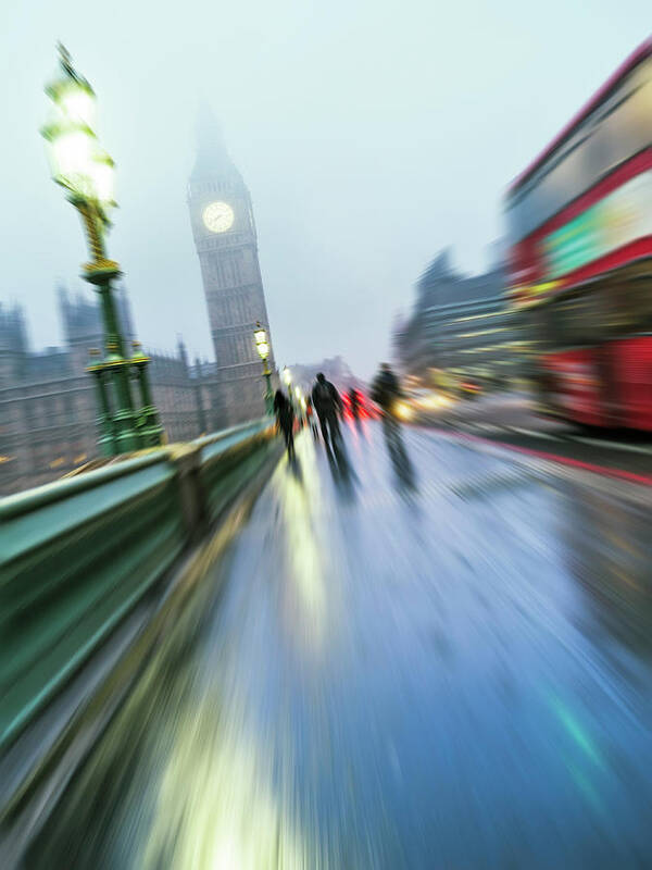 Clock Tower Art Print featuring the photograph Big Ben In Fog, London by Doug Armand