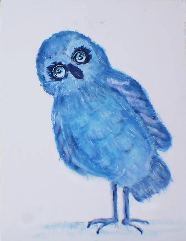 Owls Art Print featuring the digital art Blue Bird Owl by Patricia Halstead