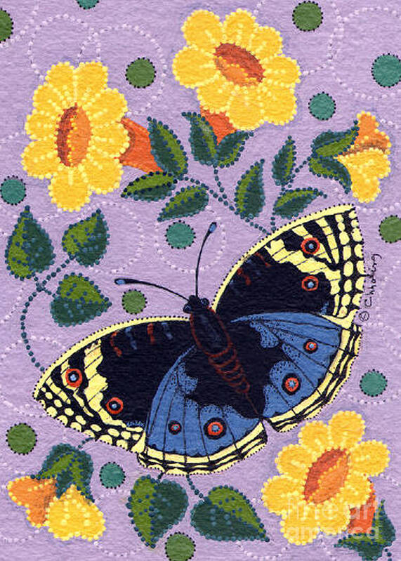 Butterfly Art Print featuring the painting Blue Pansy Buckeye Butterfly by Chholing Taha
