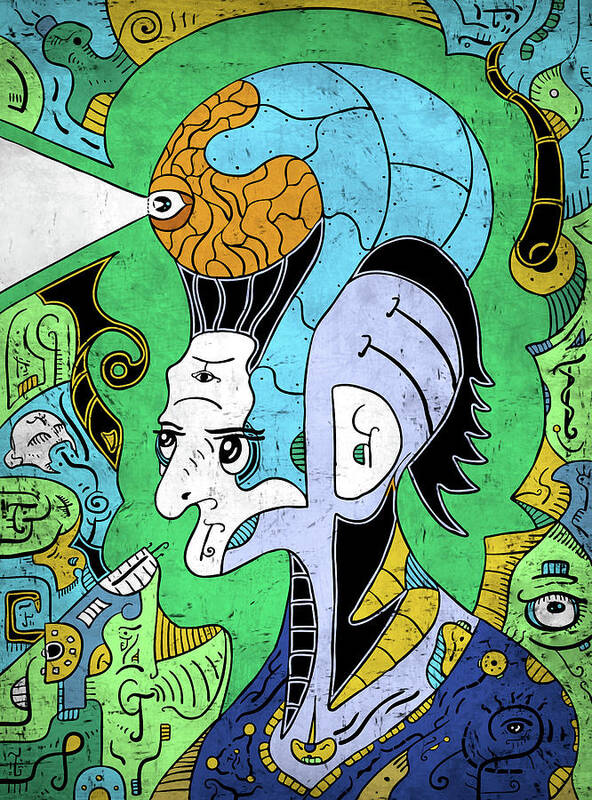 Philosopher Art Print featuring the digital art Brain-Man by Sotuland Art