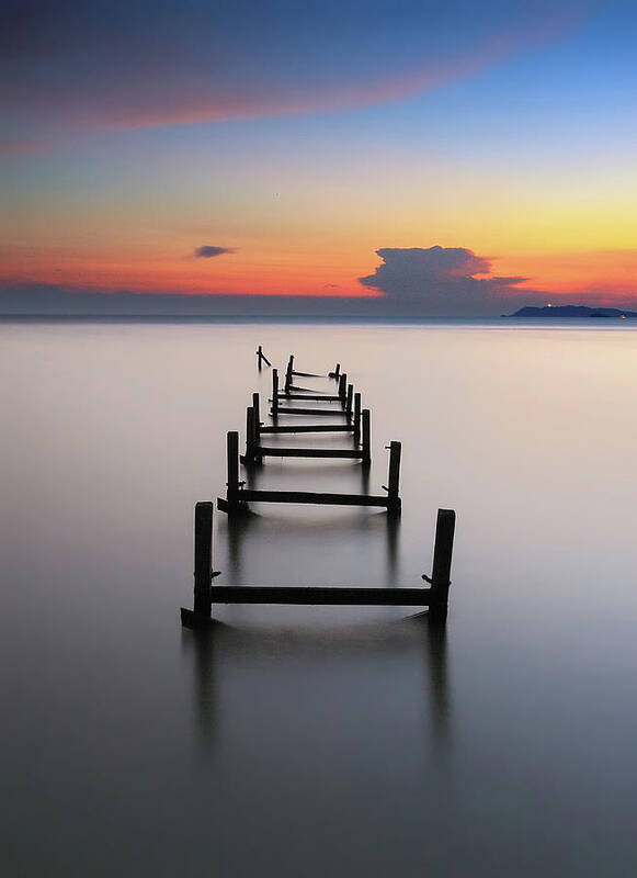 Tranquility Art Print featuring the photograph Broken Jetty Sunset by Fakrul Jamil Photography