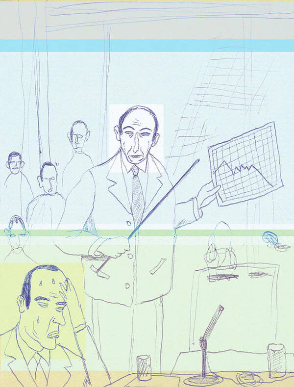 Adult Art Print featuring the drawing Businessman Giving a Presentation by CSA Images