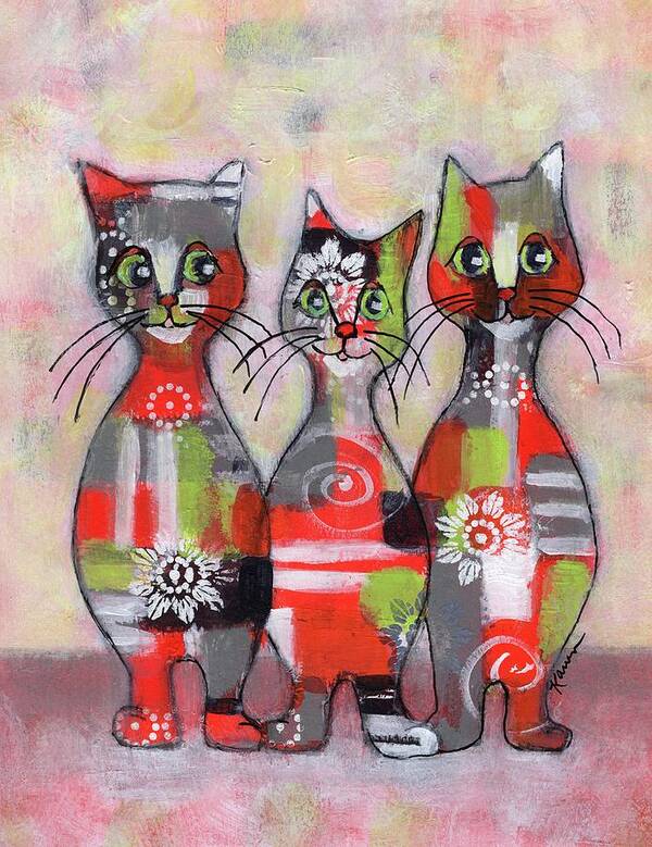 Cat Art Print featuring the painting Cat Family Portrait 4 by Karren Case