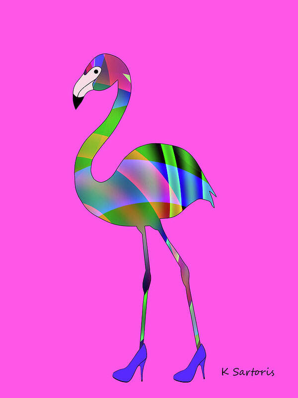 Chic Flamingo Art Print featuring the mixed media Chic Flamingo by Sartoris Art