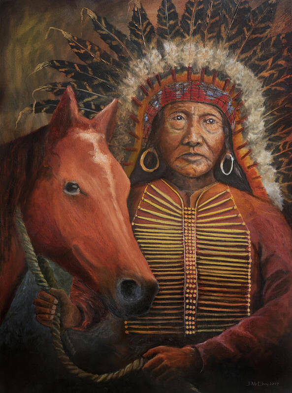 Southern Ute Art Print featuring the painting Chief Ignacio by Jerry McElroy
