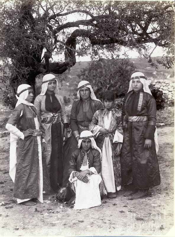 Adolescence Art Print featuring the photograph Children In Traditional Middle Eastern by Bettmann