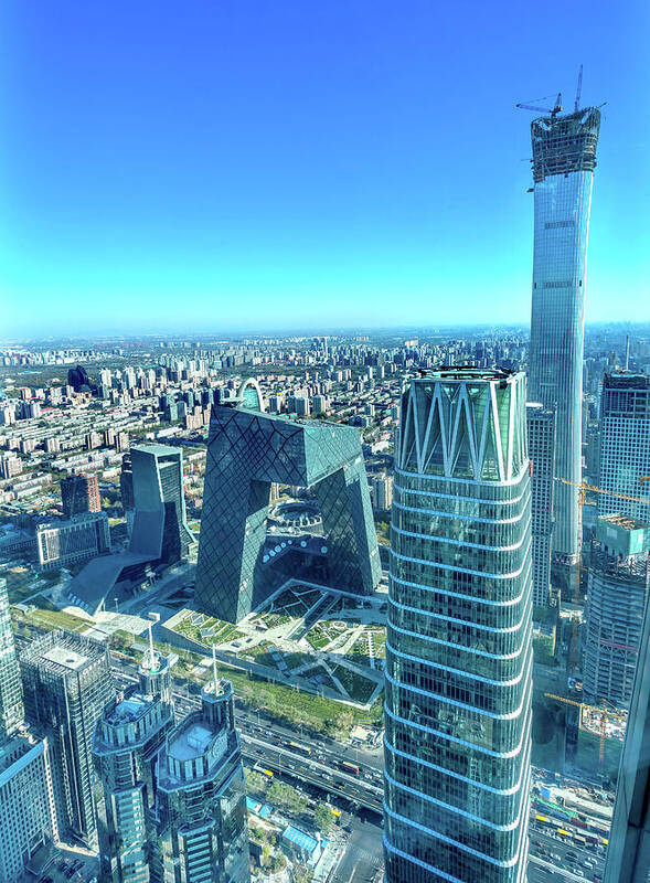 Apartment Building Art Print featuring the photograph China World Trade Center, Z15 Towers by William Perry