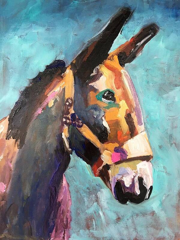 Mule Art Print featuring the painting Colorful Mule by Susan Elizabeth Jones